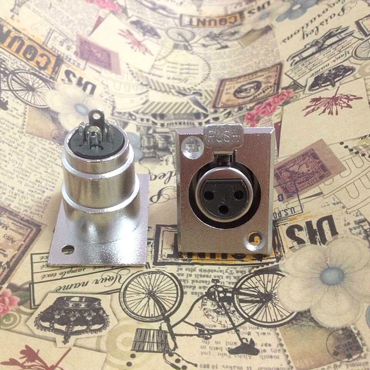 高质量 金属壳 卡侬头母座 话筒卡侬接头 音响面板座 三芯卡农头