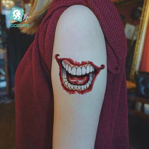 Halloween tattoo sticker realistic original horror bloodstain scar cover tattoo sticker blood lips tattoo