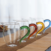 彩把手耐公道杯加厚耐热玻璃分茶器过滤泡茶茶具家用茶海公杯套装