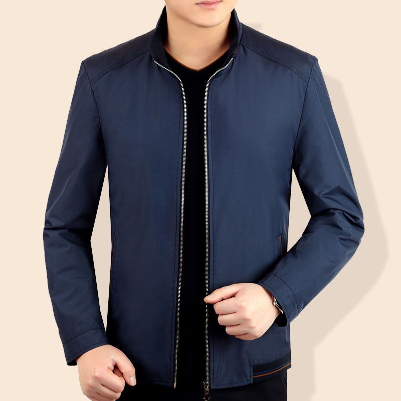 2024春秋季新款中年男士立领薄款夹克休闲男装爸爸外套男一件代发