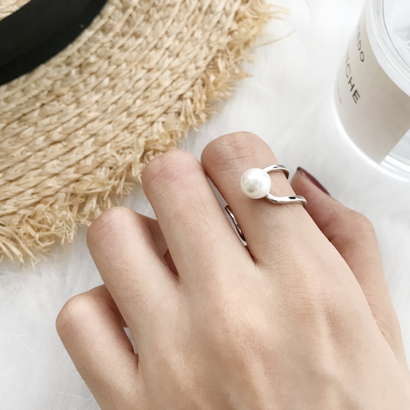 仲尼饰品 韩国明星同款双层珍珠戒指指环首饰小饰品手工饰品批发