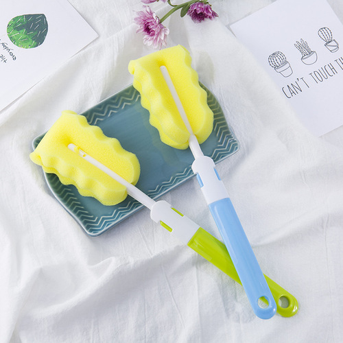 Cross-border sponge bottle brush detachable long handle cup brush replacement head cleaning brush folding cup brush brush wholesale