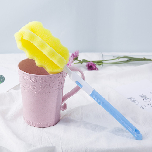 Cross-border sponge bottle brush detachable long handle cup brush replacement head cleaning brush folding cup brush brush wholesale