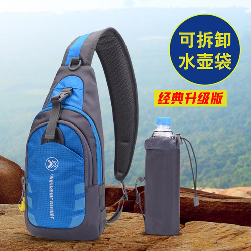Cross-border outdoor chest bag for women multifunctional water bottle shoulder bag Travel sports crossbody bag for men nylon chest bag waist bag
