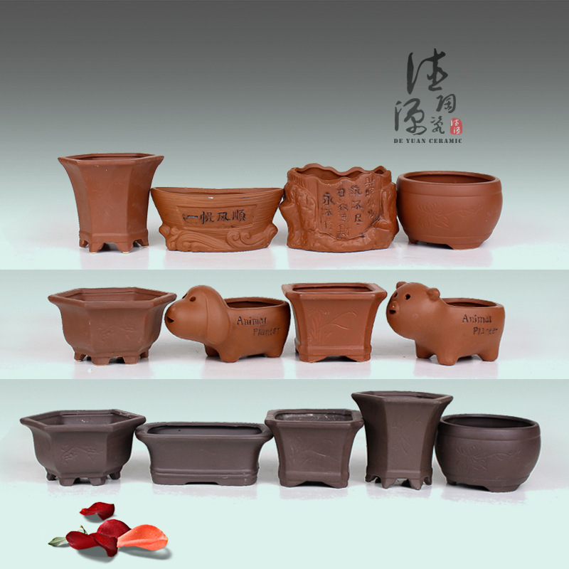 Flower Pots, Ceramic Flower Pots, Purple Clay Flower Pots, Succulent Desktop Flower Pots, Chinese-Style Home Green Plant Flower Pots Flower Pots, Ceramic Flower Pots, Purple Clay Flower Pots, Succulent Desktop Flower Pots, Chinese-Style Home Green Plant Flower Pots