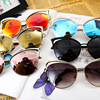 Sunglasses, metal fashionable glasses, European style, cat's eye, wholesale