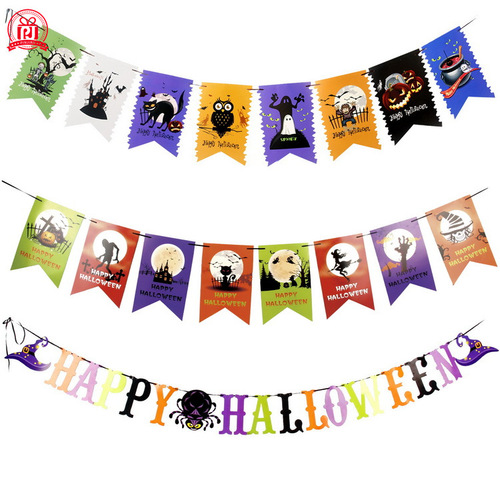 Simple Halloween Decorations Paper Pull-up Banner for Shopping Malls Bars KTV Renovation Supplies Halloween Pull-up Banner Wholesale
