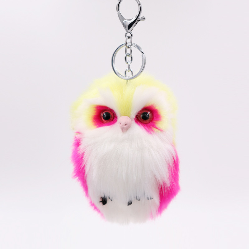 Nuevo caliente-Venta de imitación de piel de conejo búho colgante de piel bolsa de coche colgante lindo animal de peluche llavero