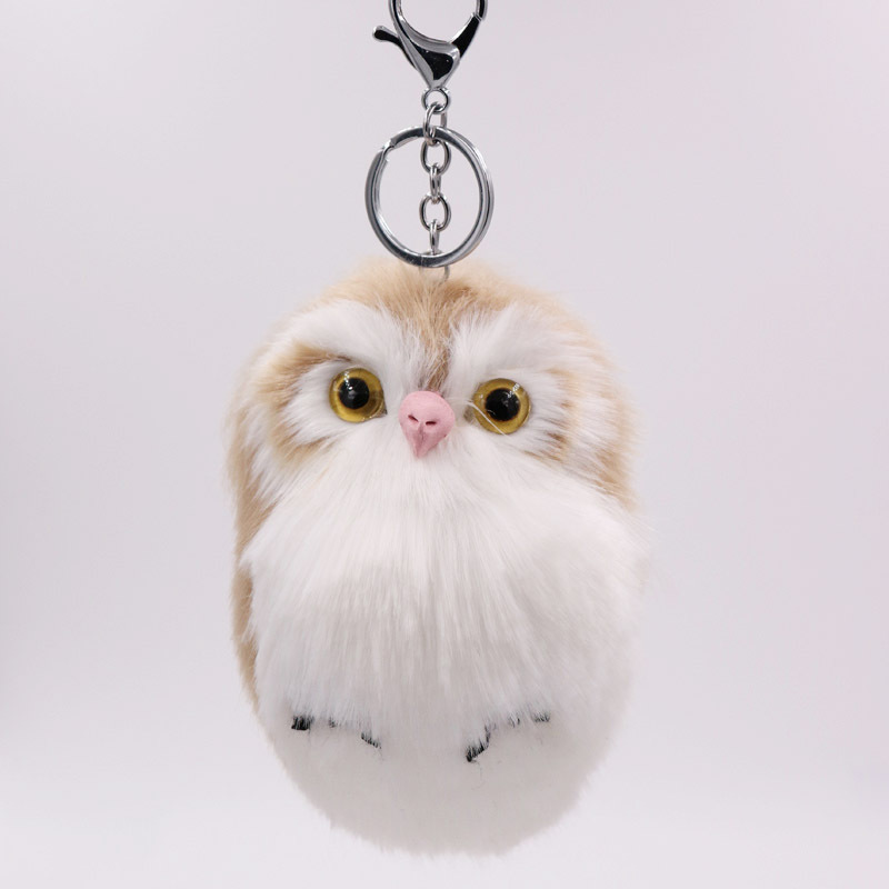 Nuevo caliente-Venta de imitación de piel de conejo búho colgante de piel bolsa de coche colgante lindo animal de peluche llavero