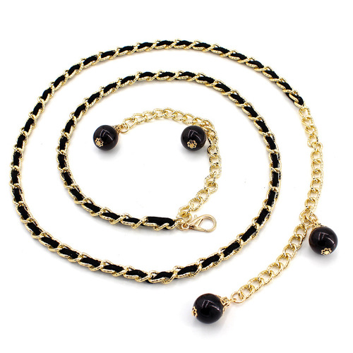 Women's Korean style fashion metal hook adjustable waist chain women's thin pearl decorated dress belt one piece drop shipping