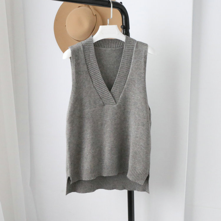 Chaleco 2022 primavera estilo coreano de las mujeres elegante cuello en V de punto chaleco al por mayor 7816
