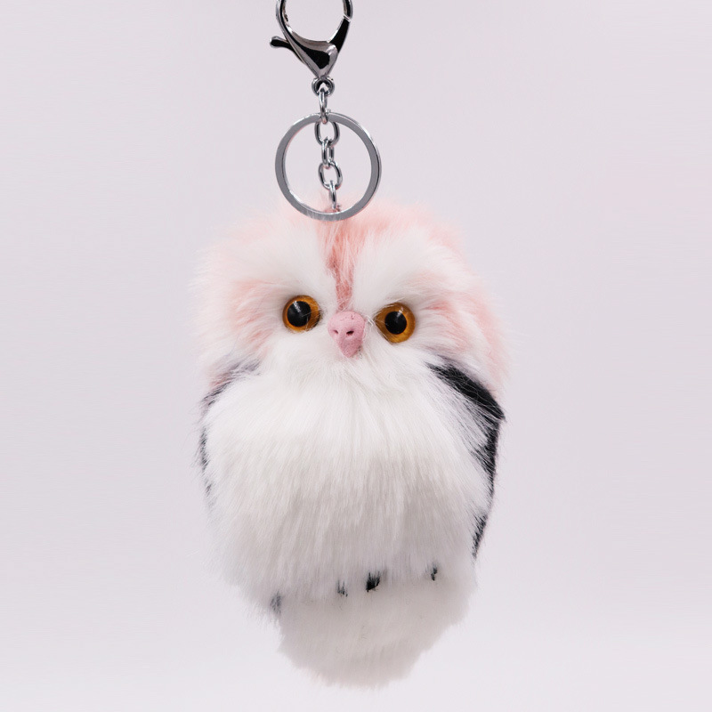 Nuevo caliente-Venta de imitación de piel de conejo búho colgante de piel bolsa de coche colgante lindo animal de peluche llavero