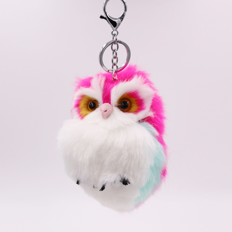 Nuevo caliente-Venta de imitación de piel de conejo búho colgante de piel bolsa de coche colgante lindo animal de peluche llavero