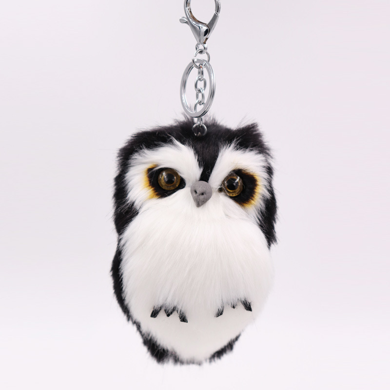 Nuevo caliente-Venta de imitación de piel de conejo búho colgante de piel bolsa de coche colgante lindo animal de peluche llavero