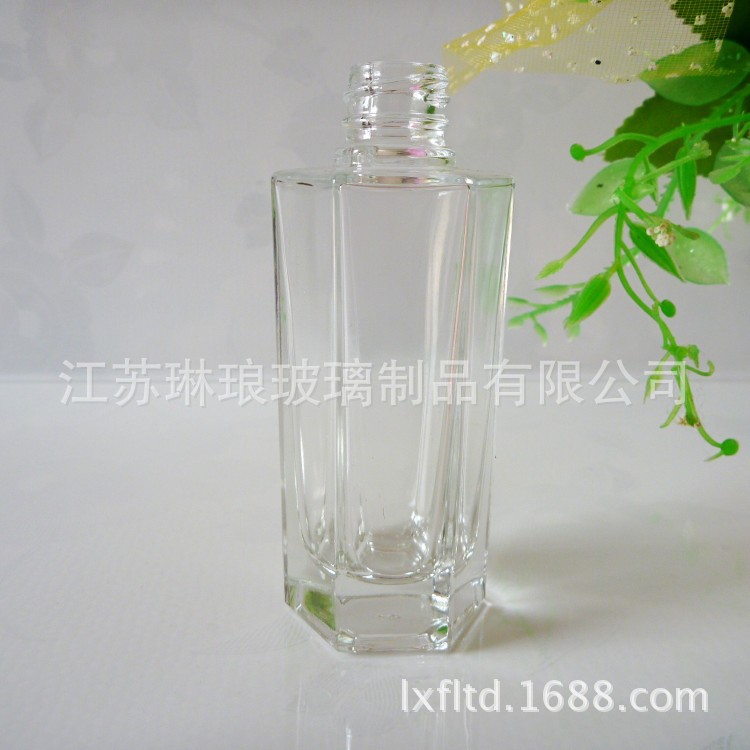 批发50ml晶白料玻璃香水瓶厂家直发高档香水玻璃瓶六角厚底香水瓶