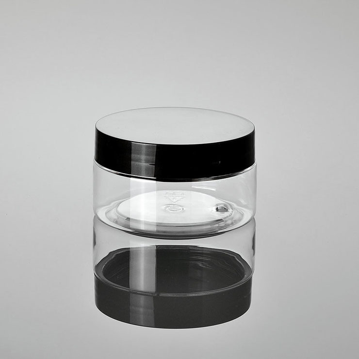 Cosméticos Xumin material de embalaje 100g botella de máscara de PET transparente cubierta blanca botella de crema facial cubierta negra botella de crema frasco de boca ancha