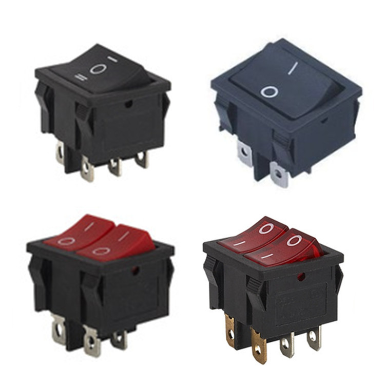 船型开关KCD5/4脚船型开关黑色红色21x24船型开关