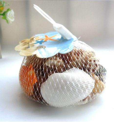 Natural seaside shells and conch mixed mesh bag raw materials DIY wall candle fish tank accessories micro landscape crafts