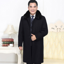 毛呢大衣男中年呢子大衣中长款冬季加厚爸爸装中老年毛呢外套风衣