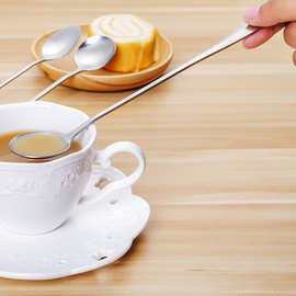 T2619厨房创意不锈钢长柄勺子 冰勺 办公室咖啡勺搅拌勺长汤勺30G