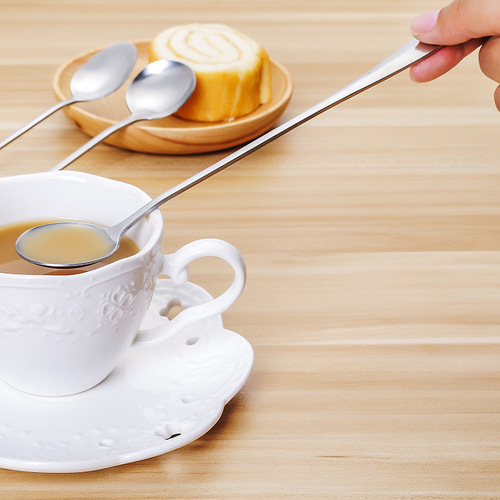 T2619 Kitchen Creative Stainless Steel Long Handled Spoon Ice Spoon Office Coffee Spoon Stirring Spoon Long Spoon 30G