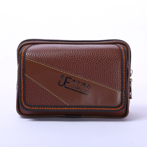 Manufacturer wholesale men's elderly wear belt mobile phone waist bag horizontal style pu leather multi-functional coin key bag Jerdan