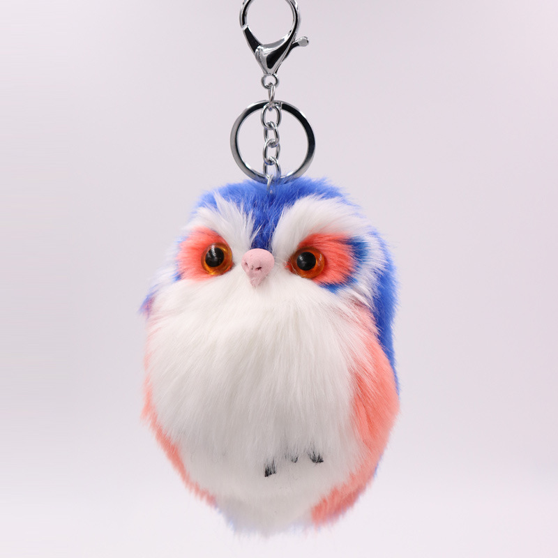 Nuevo caliente-Venta de imitación de piel de conejo búho colgante de piel bolsa de coche colgante lindo animal de peluche llavero