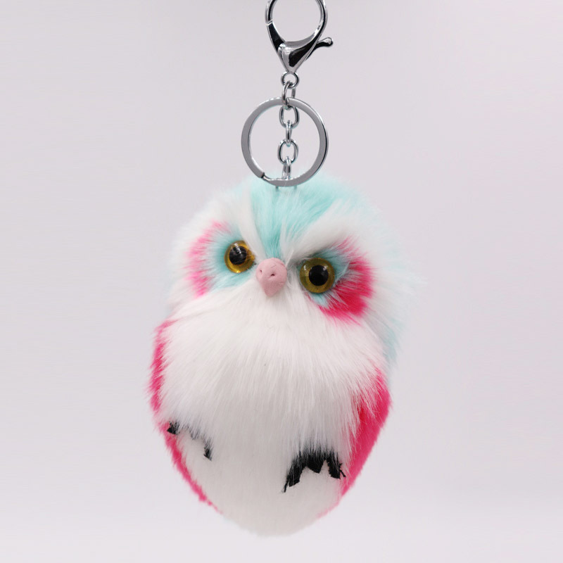 Nuevo caliente-Venta de imitación de piel de conejo búho colgante de piel bolsa de coche colgante lindo animal de peluche llavero