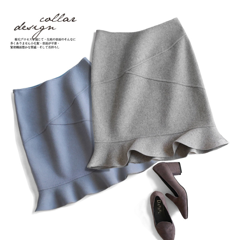 ZOJ品质羊毛双面毛呢裙2025新款鱼尾裙半身裙秋装短裙子精品女装