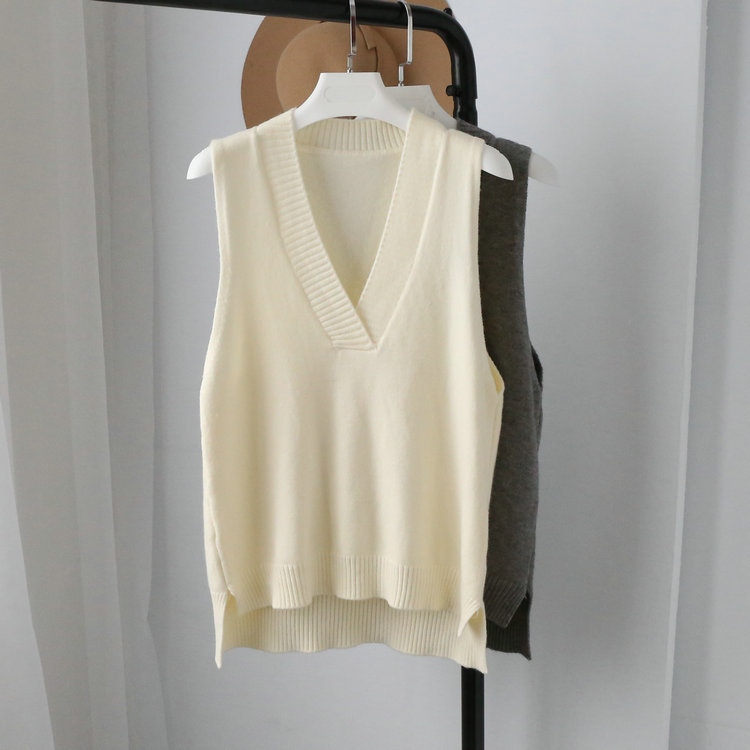 Chaleco 2022 primavera estilo coreano de las mujeres elegante cuello en V de punto chaleco al por mayor 7816