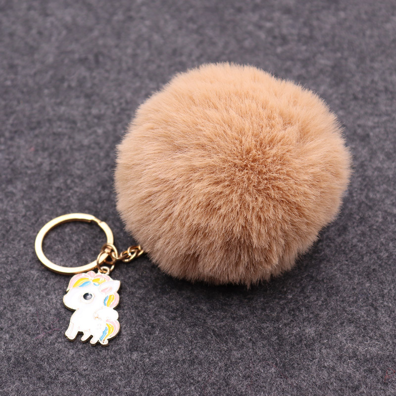 Popular imitación Rex conejo piel bola llavero colgante unicornio colgante bolsa colgante de peluche llavero Coche