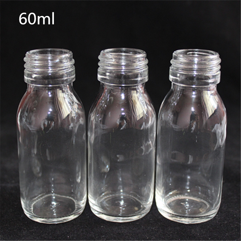 厂家供应60ml透明口服液瓶玻璃瓶糖浆保健品香水分装瓶可配盖现货