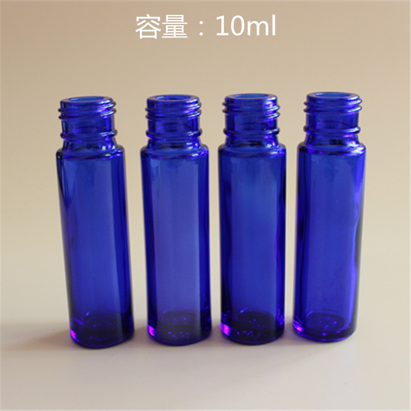 新款10ml蓝色玻璃滚珠瓶香水瓶精油瓶走珠精华液按摩油可配盖销售