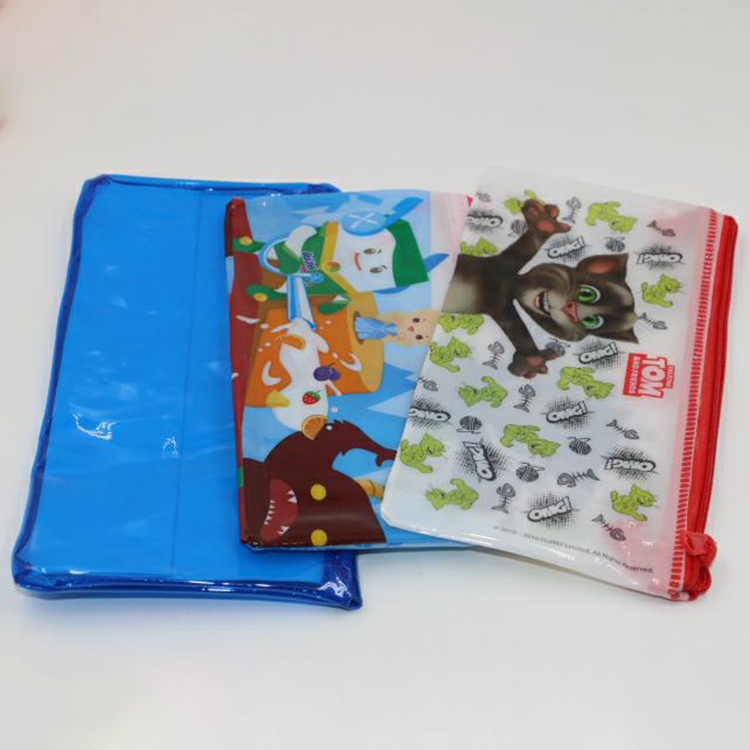 创意可爱卡通透明网格袋 收纳袋 文件夹 拉链袋 笔袋文具包