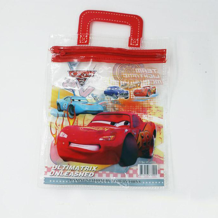 批发防水大容量双袋透明塑料儿童卡通收纳手提袋加厚PVC包邮