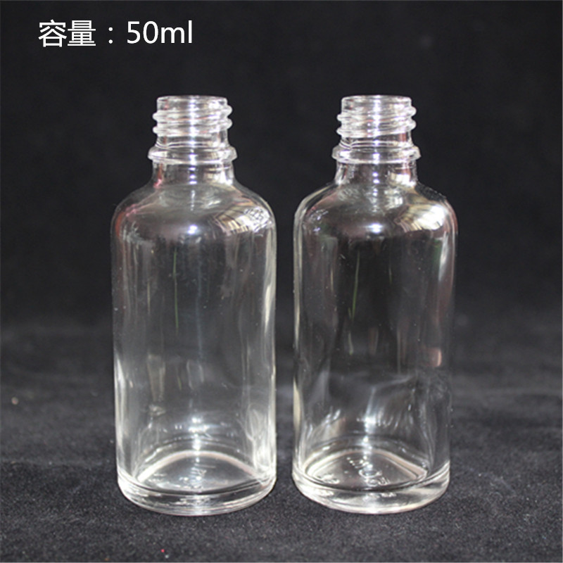 厂家50ml透明玻璃精油瓶日化美容乳液瓶玻璃瓶香水瓶可配盖销售