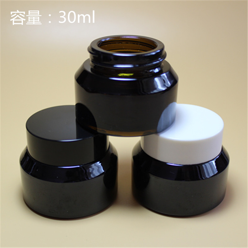 厂家30ml茶色膏霜瓶棕色眼霜瓶面霜玻璃瓶可配盖现货销售
