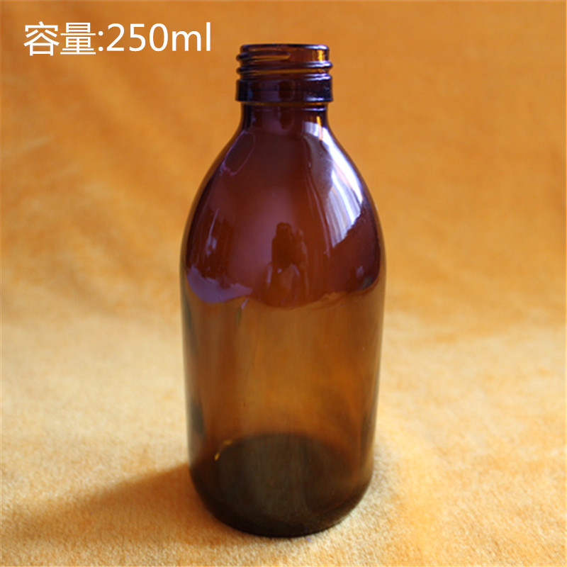 厂家供应250ml茶色口服液玻璃瓶棕色糖浆瓶可瓶盖现货供应