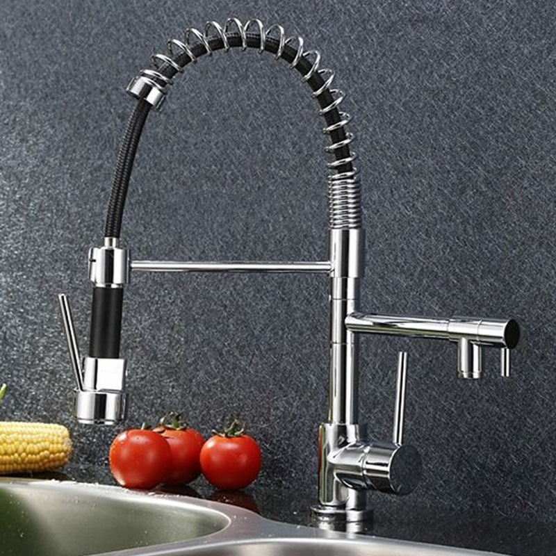 Function spring pull kitchen faucet vegetable basin sink hot and cold faucet bathroom cross-border foreign trade wholesale
