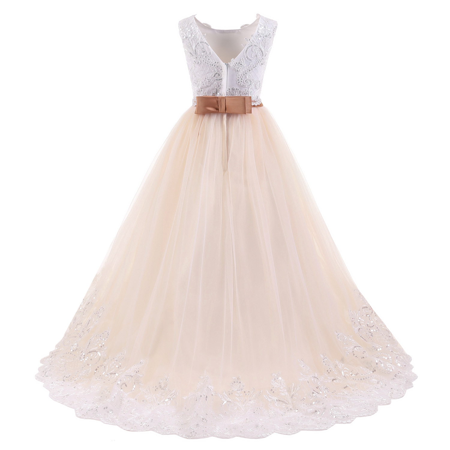 Comercio exterior transfronterizo de AliExpress eBay Vestido de novia para niños de Europa y América Vestido de princesa esponjosa de encaje rhinestone de niña de flores