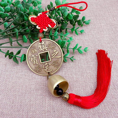Ping An Car Pendant Retro Copper Coin Divine Beast Pixiu Copper Coin Car Pendant Home Chinese Knot Wind Chime Pendant