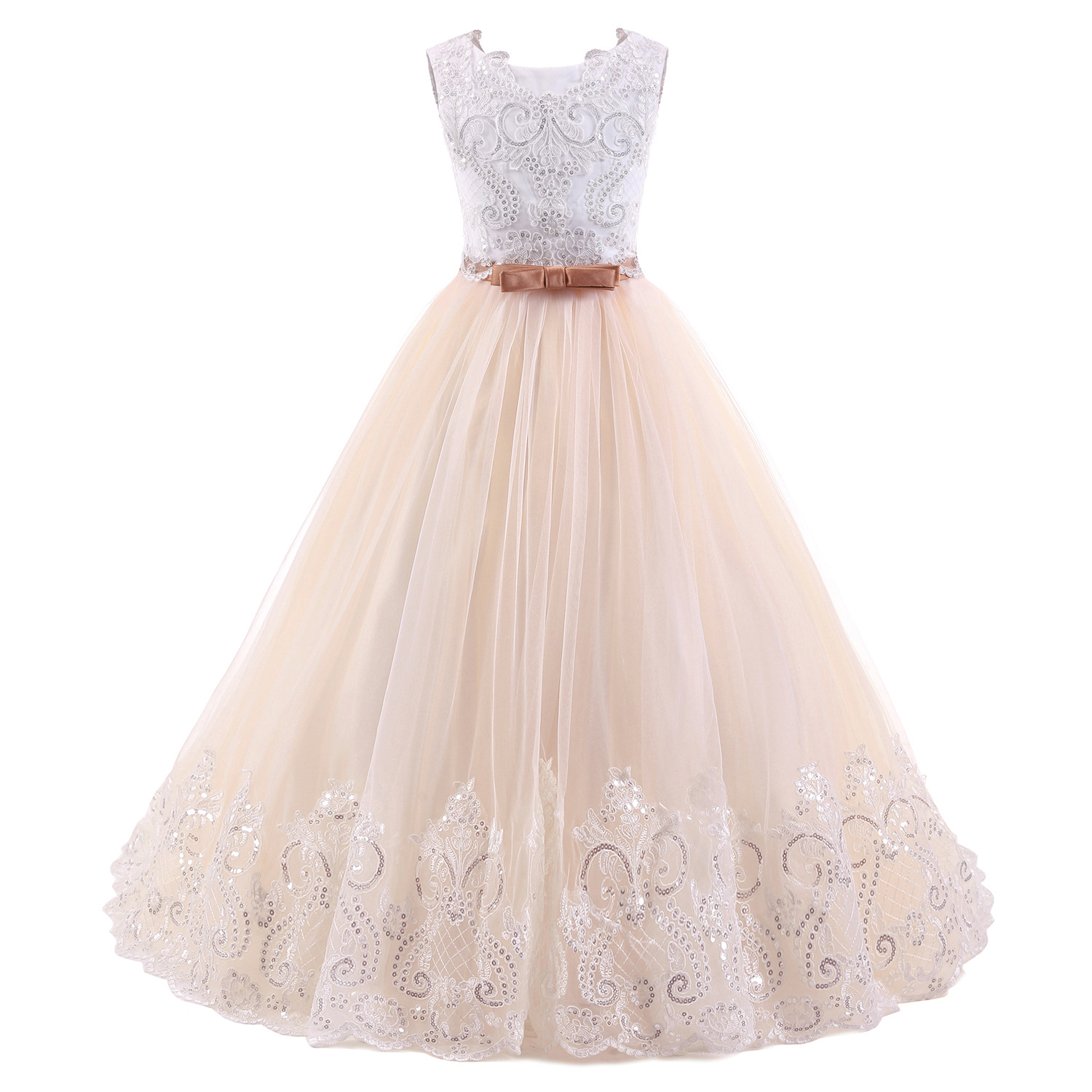 Comercio exterior transfronterizo de AliExpress eBay Vestido de novia para niños de Europa y América Vestido de princesa esponjosa de encaje rhinestone de niña de flores