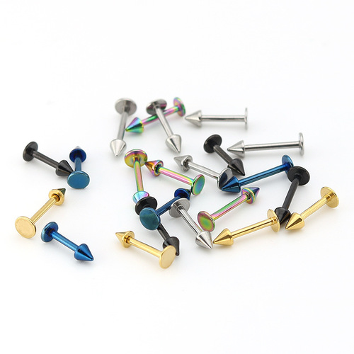 Amazon European and American titanium steel stainless steel lip nails tapered exaggerated personality body piercing jewelry factory direct sales