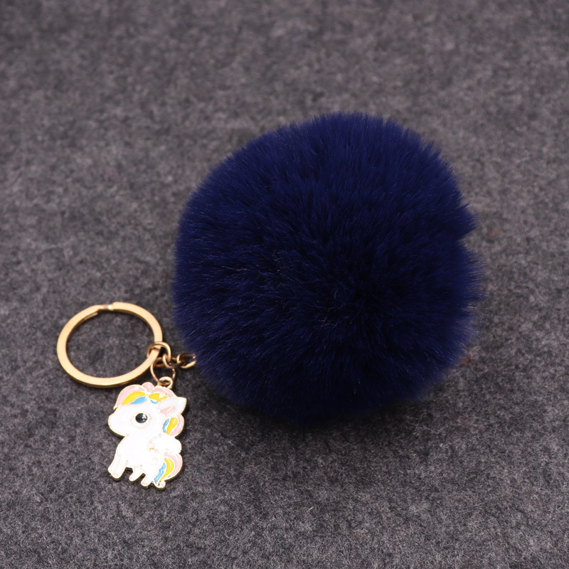Popular imitación Rex conejo piel bola llavero colgante unicornio colgante bolsa colgante de peluche llavero Coche