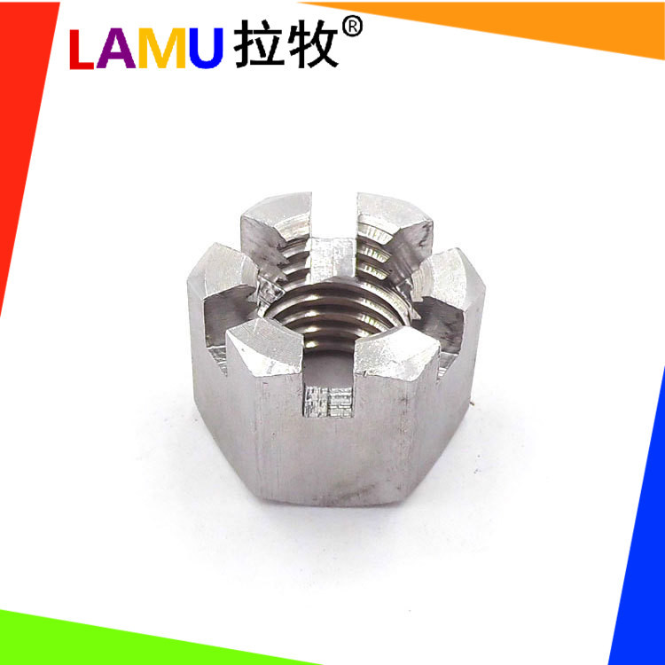 304不锈钢槽型螺母 黑色六角开槽螺母GB6181 M8-M20