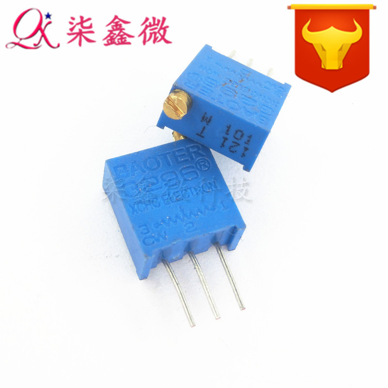 3296W-101 顶调 100R 可调精密多圈电位器 可调电阻 W101