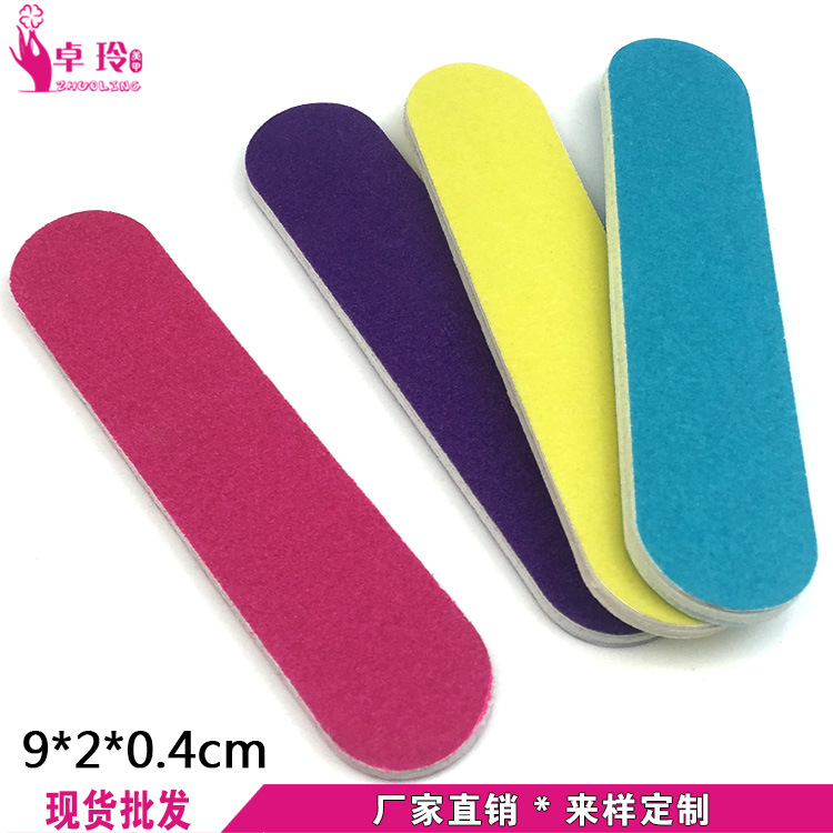 Venta directa de fábrica mini lima de uñas pulido de doble cara pequeña tira de frotación color caramelo lima de uñas manicura traje de regalo