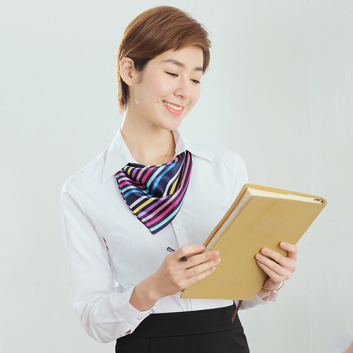 2024 New Women's Long Sleeve White Shirt OL Slim Business Wear Interview Work Clothes Cotton V-Neck Shirt Formal Collar