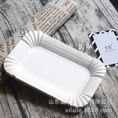 Cake plate disposable party serving plate cake plate tableware rectangular birthday plate wholesale degradable wash-free