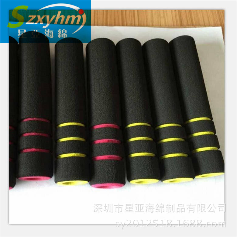 黑色沟槽橡塑海棉把套 双色防滑橡塑手把套 运动器材橡塑防滑管套